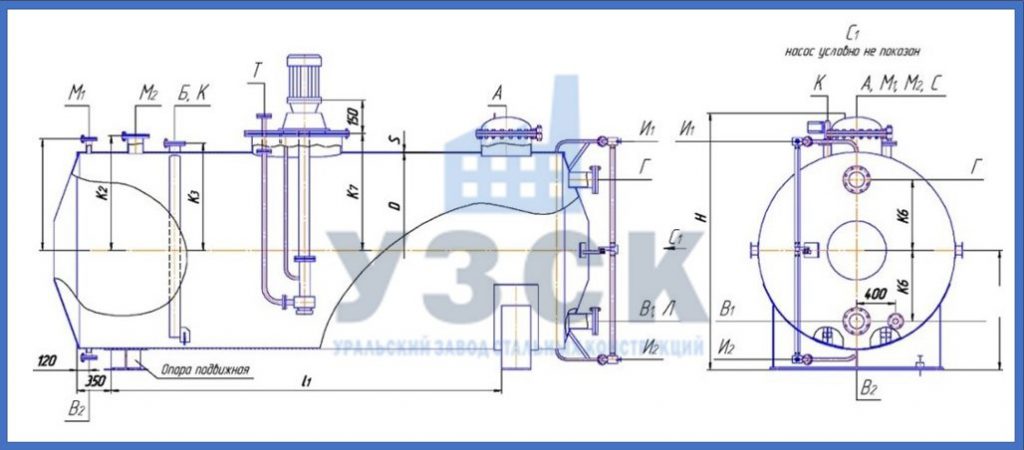 Чертеж емкости ГКК в Нарыне